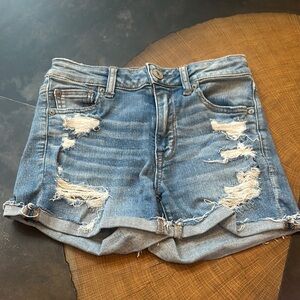 American Eagle Outfitters Light Blue Ripped Jean Shorts size 2